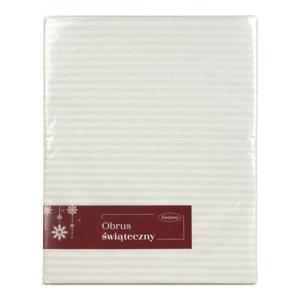 Krem božićni stolnjak od jacquard tkanine sa prugama protkanim svijetlozlatnim koncem 135X180 Flash 6