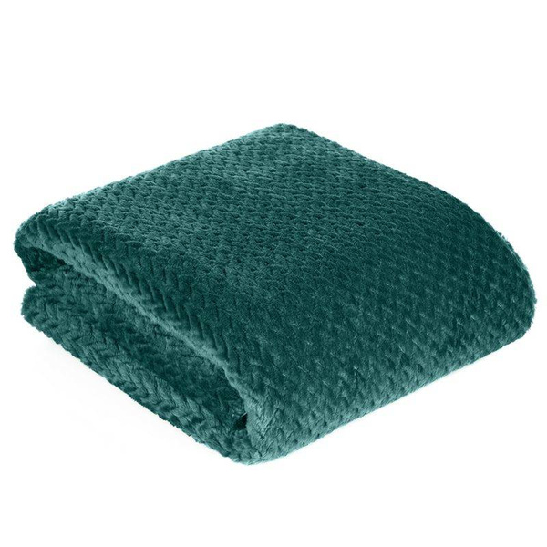 Mekana i na dodir ugodna deka s reljefnim kockastim uzorkom 200X220 cm boja tirkiz Cindy3 