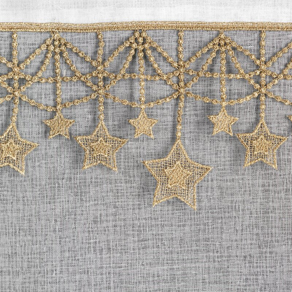 Božićna zavjesa od gaze ukrašena aplikacijom s motivom zvijezde, 140x250 cm - XMAS