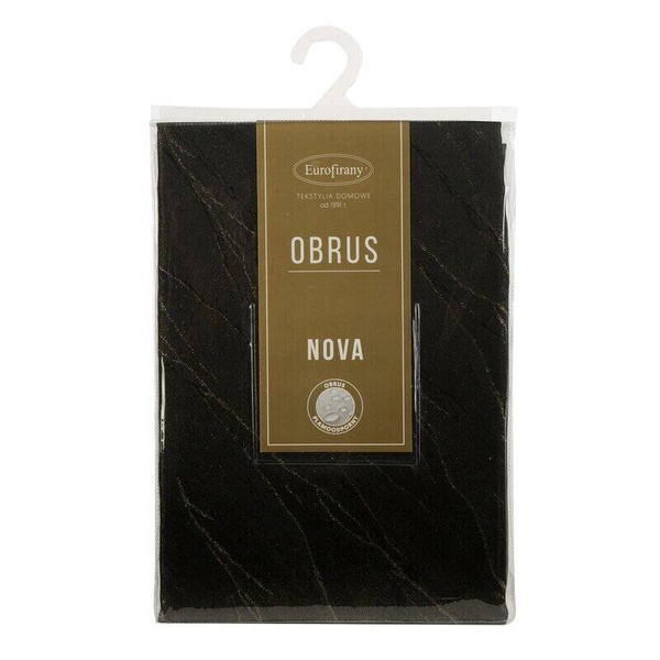 Crni stolnjak ukrašen sjajnim zlatnim uzorkom mramora, otporan na mrlje 140x180 Suzana