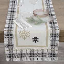 Nadstolnjak goblen s motivom zlatne pahulje i ukrasnim kariranim rubom 45x140 Angel