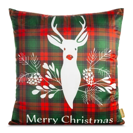 Božićna jastučnica od baršuna s printom sobova 60x60