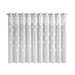 Bijela šifonska zavjesa ukrašena trodimenzionalnim ružama, 350x160 cm - DIANA