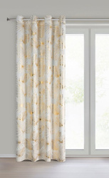 Krem i zlatna tkana zavjesa ukrašena sjajnim egzotičnim motivom lišća, 140x250 cm, zlatne ušice - ZARIA