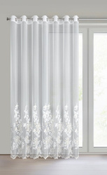 Krem mrežasta zavjesa ukrašena vezom s koncem boje šampanjca, 300x250 cm - ALIRA