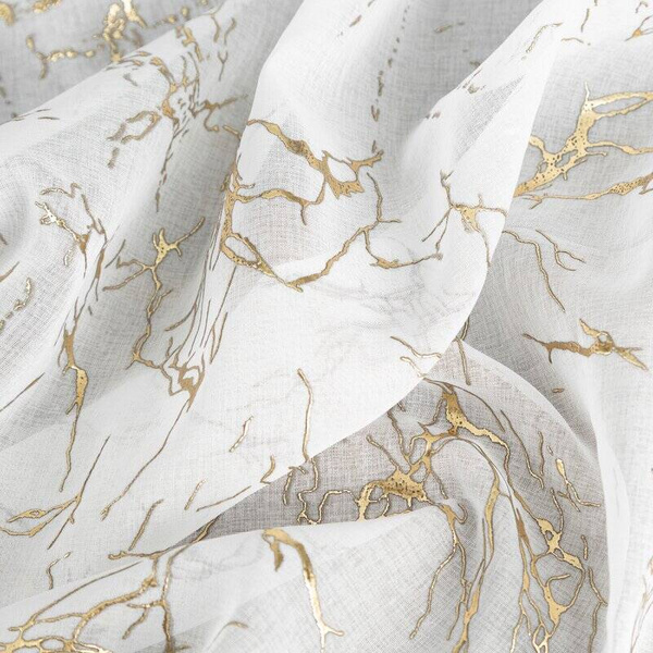 Gotova zavjesa 140x250 ukrašena mramornim tiskom, zlatnim ušicama Marta
