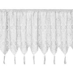 Ažurna kuhinjska zavjesa 150x60 u boho stilu s ukrasnim resicama MARTHA 