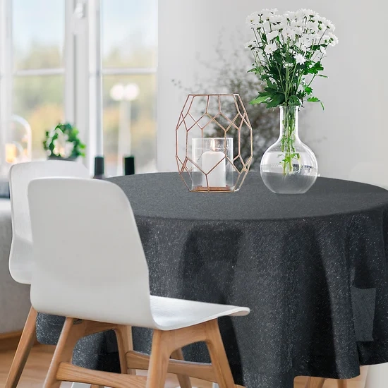 Okrugli stolnjak sa strukturom platna i srebrnom niti ∅ 180 cm Stella 2