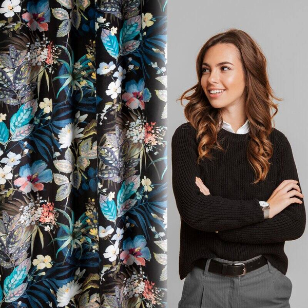 Zavjesa od baršuna s prekrasnim printom cvijeća 140x270 Alani