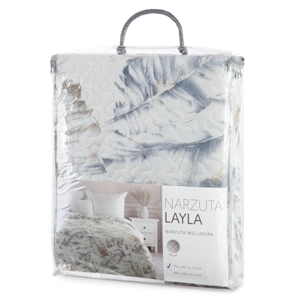 Baršunasti prekrivač za krevet 200x220 cm ukrašen botaničkim printom