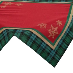 Stolnjak goblen s motivom zlatne pahulje i ukrasnim kariranim rubom 90x90 Cherry