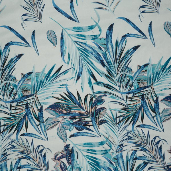 Bijela posteljina od mikrovlakana s printom plavog egzotičnog lišća 140x200 D91 Pilar