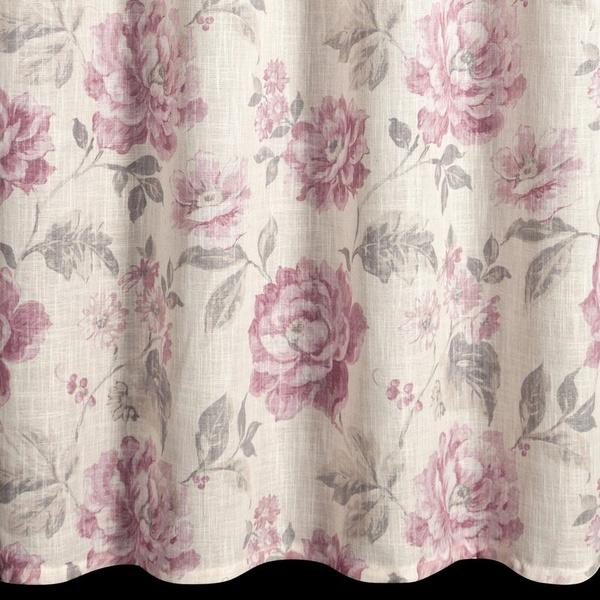 Zavjesa 140x250 od tkanine s dodatkom lana, ukrašena suptilnim cvjetnim printom- DAVENA