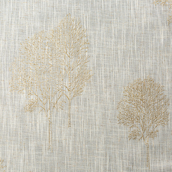 Zavjesa od prirodnog tkanja ukrašena konveksnim uzorkom drveća, 140x250 cm - SALINA s dodatkom lana