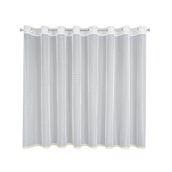 Zavjesa od glatke, mat mikro mreže s ukrasnom zlatnom čipkom 300x150 Vivian