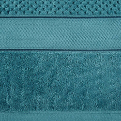 Pahuljasti ručnik s reljefnim karo uzorkom i rubom od velura 500 g/m2 Jessi (11) 50 X 90 cm tirkizni
