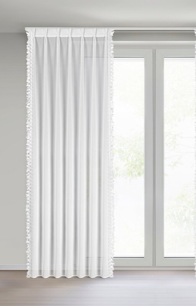 Bijela šifonska zavjesa ukrašena aplikacijom, 80x270 cm , FLEX 1:1,5 - LORETA