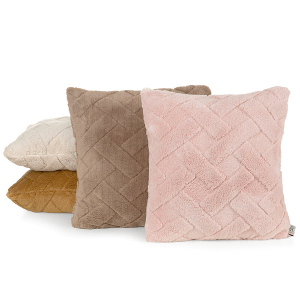 Jastučnica 45x45 cm srebrna od mekog pliša ukrašena reljefnim uzorkom CARO 