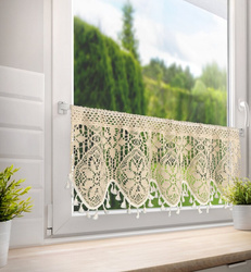 Kuhinjska zavjesa u boho stilu ukrašena suptilnim resama 150x30 cm MOLY tunel