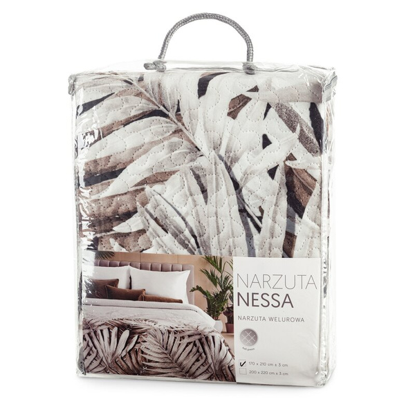 Baršunasti prekrivač za krevet 200x220 cm ukrašen botaničkim printom