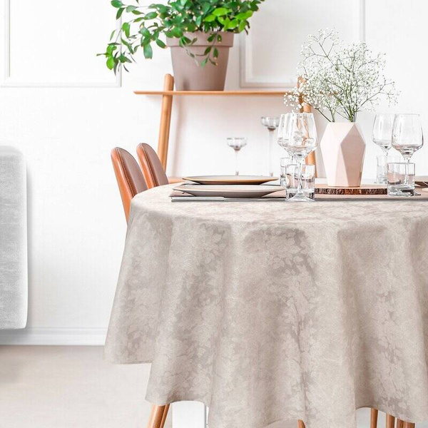 Okrugli stolnjak s motivom cvijeća izvezenim srebrnim koncem ∅ 170 Ines 6