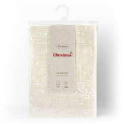 Božićni stolnjak 85x85 cm ukrašen nježnim printom, bež, lanena struktura