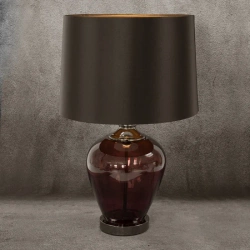 Stolna lampa sa staklenom prozirnom bazom i crnim abažurom 33x59 Alma