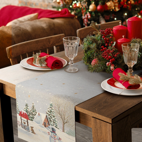 Tapiserijski nadstolnjak 45x140 cm ukrašen božićnim motivom