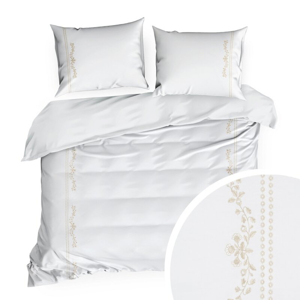 Ekskluzivna posteljina od egipatskog pamučnog makosatena ukrašena suptilnim vezom 220x200 cm, kolekcija REINA