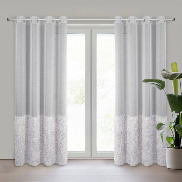 Zavjesa 140x250 od gaze ukrašena moher koncem MARGARET 2 