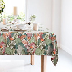 Stolnjak, salveta, 85x85  s otisnutim botaničkim motivom Ines 2 s dodatkom lana