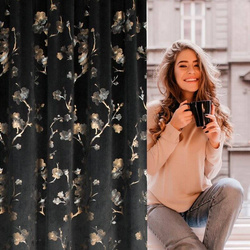 Baršunasta zavjesa 140x270 ukrašena printom cvijeta jabuke Selena