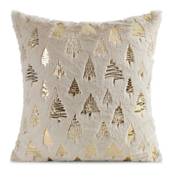 Božićna jastučnica 45x45 cm od ugodnog krzna ukrašena printom božićnog drvca