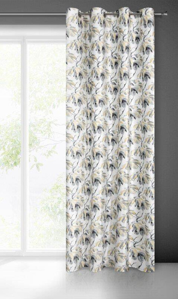 Zavjesa od mekog baršuna ukrašena printom listova kestena 140x250 Melisa