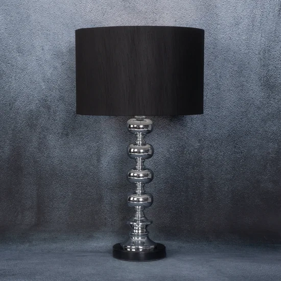 Crna stolna lampa s bazom od mramora i metala i abažurom od mat tkanine 36x23x61 Niki 01