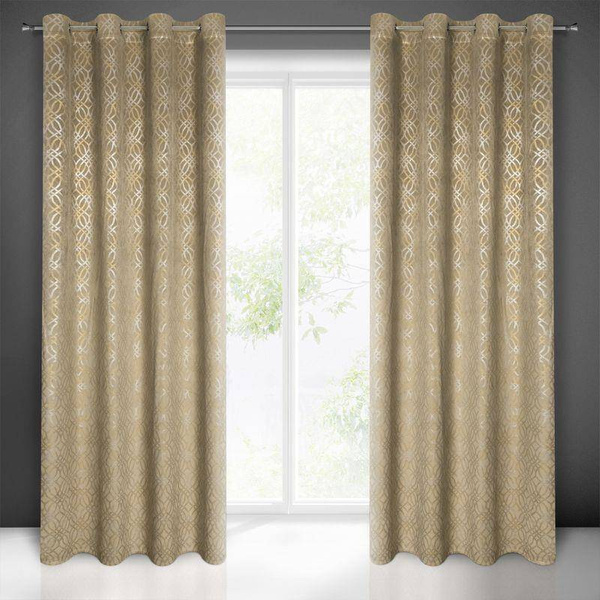 Zavjesa od baršuna sa osjenčanim srebrnim i zlatnim uzorkom u boho stilu 140x250 Areta