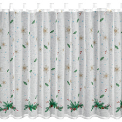 Bijelo-zelena kuhinjska zavjesa od gaze s božićnim printom, 150x90 cm - Xmas 4