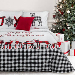 Posteljina s crvenim sobovima 160x200 od visokokvalitetnog pamučnog satena Santa