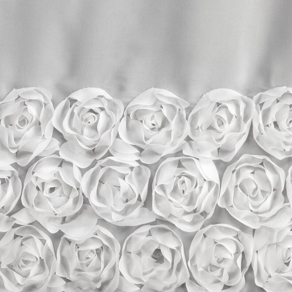 Bijela šifonska zavjesa za kuhinju ukrašena 3D ružama, 70x150 cm- ROSES11 Eva Minge