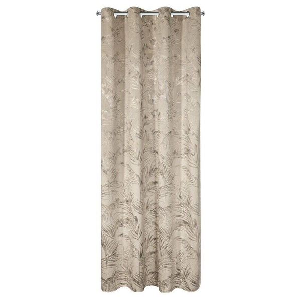 Zavjesa od mekog baršuna s metalik printom s motivom palminog lišća 135x270 Debra