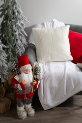 Božićna jastučnica 45x45 cm, bijela, s tkanom strukturom od mješavine vlakana.