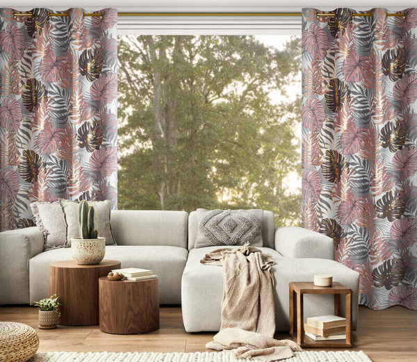 Zavjesa s printom lišća monstere 140x250