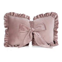 Baršunasti jastuk s punjenjem u obliku mašne 55x35 cm, obrubljen volanima,