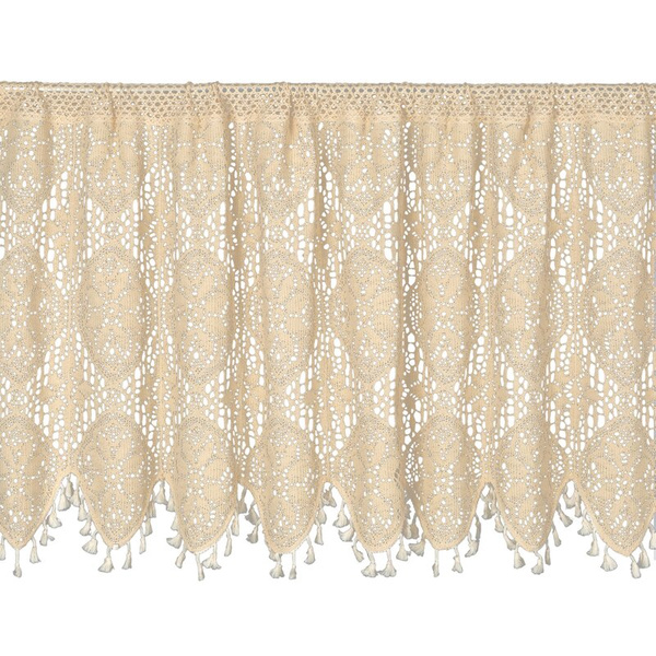 Kuhinjska zavjesa u boho stilu ukrašena suptilnim resama 150x60 cm MOLY tunel