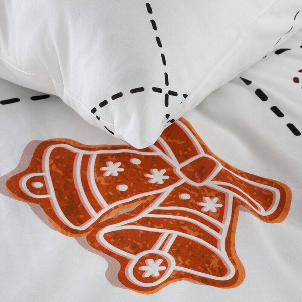 Božićna posteljina 220x200 od pamučnog satena s motivom božićnih medenjaka JOY 