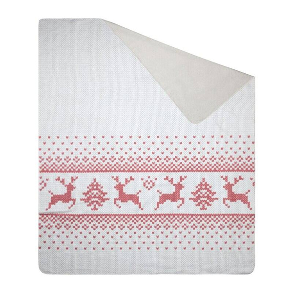 Božićna deka od pamuka i akrila s božićnim motivom 200x220 boja crvena sobovi Noel