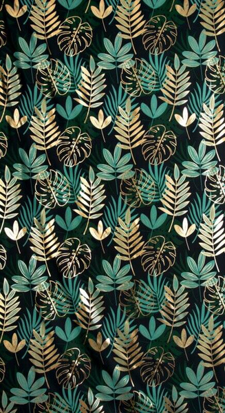 Zavjesa 140x250 s motivom egzotičnog lišća i sjajnim printom Malta