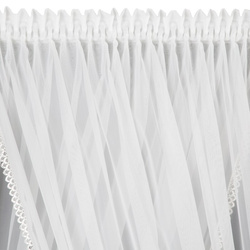 Bijela zavjesa 400x250 cm s ukrasnom čipkom i vezicom - CAROLINE