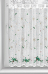 Bijelo-zelena kuhinjska zavjesa od gaze s božićnim printom, 150x90 cm - Xmas 4