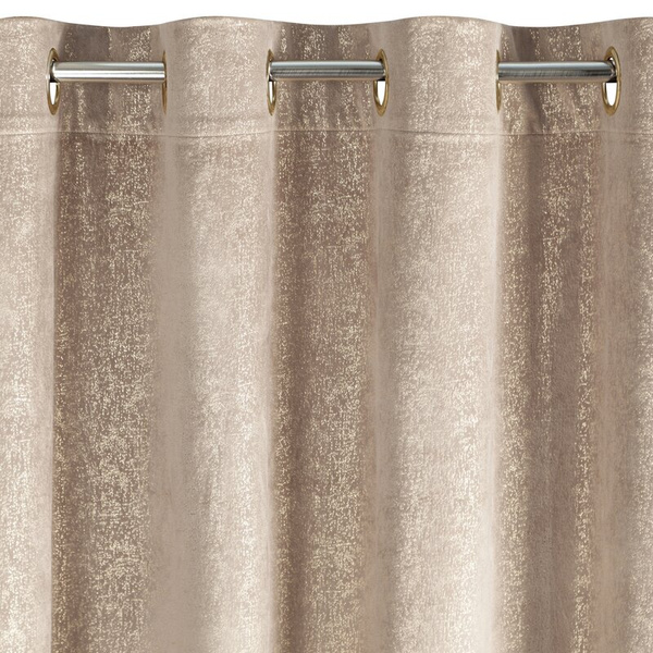 Baršunasta zavjesa ukrašena sjajnim printom, 135x250 cm, zlatne rupice - BETHY